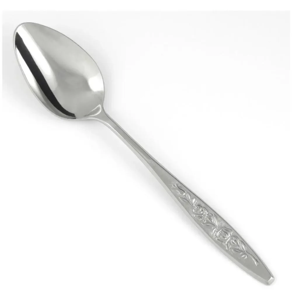 Eldan ELD18 Set Of 2 Spoons MAY ROSE Textured Roses Stainless Vintage MCM